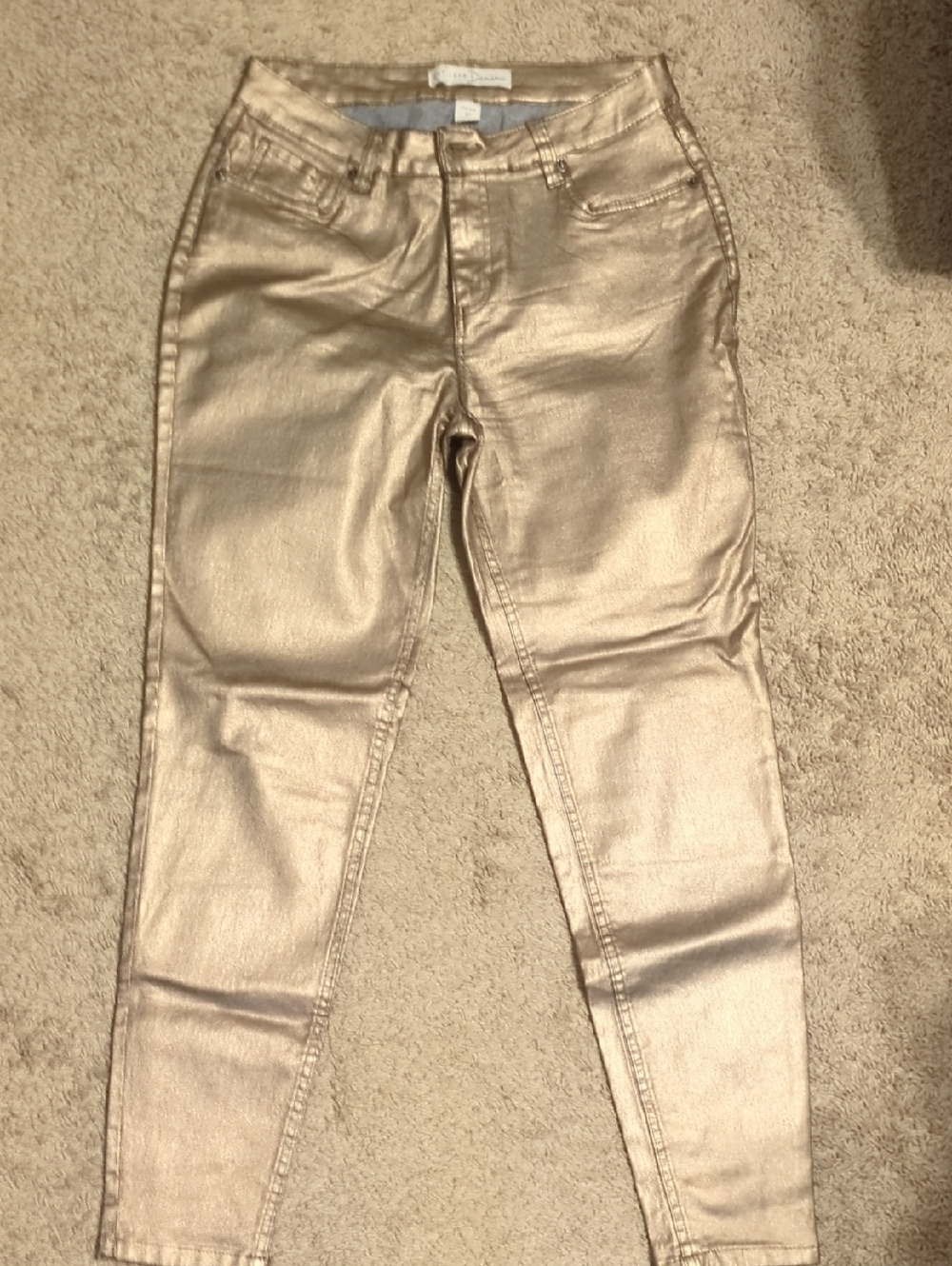 Metallic Gold Straight Leg Women's Jeans